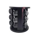 Porta Condimentos Giratório Preto em Vidro 9 potes