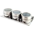 Porta Condimentos Inox Com 3 Unidade E 1 Base Porta Condimentos Inox Com 3 Unidade E 1 Base