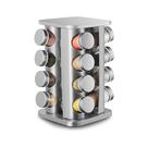 Porta Condimentos Inox Giratório 360 C/ 16 Potes de Vidro Organizador de Temperos