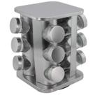 Porta Condimentos Quadrado Aço Inox/vidro Com 12 Pcs