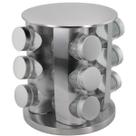 Porta Condimentos Redondo Aço Inox/vidro Com 12 Pcs