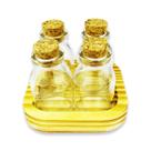 Porta Condimentos Tempero Potes De Vidro Tampa Rolha 4 Potes