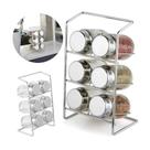 Porta Condimentos Temperos De Bancada 6 Potes De Vidro 100ml Tampa Inox Suporte Aramado Alto Padrão Design Elegante Sofisticado Praticidade Cozinha Casa Smart House