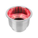 Porta Copo de Embutir em Aço Inoxidável LED Vermelho