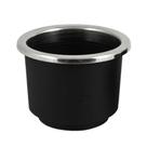 Porta Copo De Embutir Preto Com Inox Grande 110X95mm