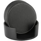 Porta-copos AUMISKY de couro, 6 unidades com suporte, preto Porta-copos AUMISKY de couro, 6 unidades com suporte, preto