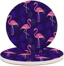 Porta Copos Desenho Flamingos Fundo Roxo 2 Unidades