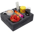 Porta-copos G GOOD GAIN, travesseiro, porta-copos de sofá Cozy Buddy Bed Drink Caddy contém tablet, controle remoto e lanches Bandeja de bebidas antiderrame impermeável para carro, parque, praia, piquenique, barco, trailer (cinza)