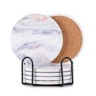 Porta-copos Hoewina Marble, absorvente de cerâmica, 4 polegadas, 6 unidades Porta-copos Hoewina Marble, absorvente de cerâmica, 4 polegadas, 6 unidades