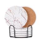 Porta-copos Hoewina Marble, absorvente de cerâmica, 4 polegadas, 6 unidades Porta-copos Hoewina Marble, absorvente de cerâmica, 4 polegadas, 6 unidades