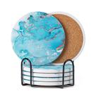 Porta-copos Hoewina Marble, absorvente de cerâmica, 4 polegadas, 6 unidades Porta-copos Hoewina Marble, absorvente de cerâmica, 4 polegadas, 6 unidades