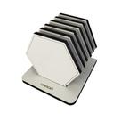 Porta Copos Madeira Mesa Jantar Cozinha Bar 6 Unidades Hexágono Branco/Preto