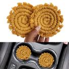 Porta-copos para Carro Artesanal Boho Macramê 2 Peças Amarelo