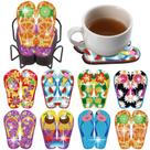 Porta-copos Shellwei, 8 peças, flip flop Diamond Art, com suporte