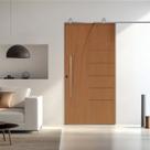 Porta Correr 134 Trilho Soft Aparente Puxador Tubo 60cm 82cm X 210cm Pmf Rodam Abertura Direita