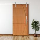 Porta Correr 6 Trilhos Soft Aparente Puxador Tubo 80cm 120x210cm Belíssima Rodam Abertura Esquerda