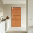 Porta Correr 7 Trilhos Soft Aparente Puxador Tubo 60cm 72x210cm Belíssima Rodam Abertura Direita