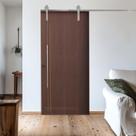 Porta Correr Frisada Trilho Soft Aparente Puxador Tubo 80cm 72x210cm Rodam Abertura Direita