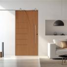 Porta Correr Pmf-134 Trilho Soft Aparente Puxador Tubo 80cm 82x210cm Rodam Abertura Esquerda