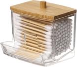 Porta Cotonete Bambu Suporte Organizador De Algodão