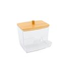 Porta Cotonete Tampa Bambu Prático Organizador Multiuso Pia Banheiro Algodão Cosméticos Penteadeira