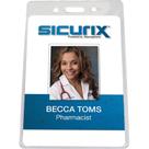 Porta-crachá de identificação SICURIX Vertical Clear Vinyl, pacote com 50