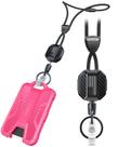 Porta-crachá retrátil com sistema de segurança LIUGX, cordão rosa de 20"