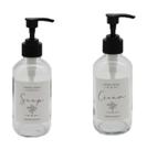 Porta Creme e Sabonete Líquido De Vidro Com Pump De Plástico 250ml