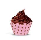 Porta Cupcake Em Papel Poá Rosa E Marrom Com 12 Unidades - Regina