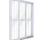 Porta de Aço Correr Lateral 3 Folhas com Grade Mosaico 213x150cm Riobras Pronto Branco Porta de Aço Correr Lateral 3 Folhas com Grade Mosaico 213x150cm Riobras Pronto Branco