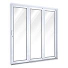 Porta de Aço de Correr 213x150cm 3 Folhas com Vidro Facilita Lucasa Branco