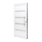 Porta de Aço Lambri 215x100cm com Friso e Puxador Inox Batente 12cm Qualitysol Ramassol