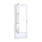 Porta de Aço Postigo 215x85cm com Grade Quadrada e Vidro Liso Riobras Abertura Esquerda Porta de Aço Postigo 215x85cm com Grade Quadrada e Vidro Liso Riobras Abertura Esquerda