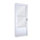 Porta de Aço Postigo 215x90cm com Grade Quadrada e Vidro Mini Boreal Lucasa