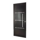 Porta de Aço Social 215x105x12cm com Friso Abertura Esquerda Premium Yescasa Preto