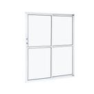 Porta de Aluminio Balcão 210x160cm 2 Folhas com Vidro Liso e Batente 7,9cm Cristal Ramassol Branco