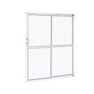 Porta de Aluminio Balcão 210x160cm 2 Folhas com Vidro Liso e Batente 7,9cm Cristal Ramassol Branco