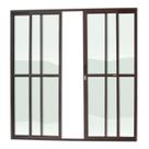 Porta de Alumínio de Correr 210x200cm 4 Folhas 1/3 com Vidro Liso Corten Super Brimak