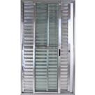 Porta de Alumínio de Correr Balcão 3 Folhas 2,10 x 1,50 Linha 25 C/Chave Cor Brilhante