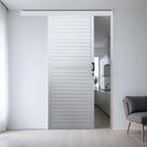 Porta de Alumínio de Correr Sobrepor 215x80cm Laminada Reversil Soft Plus Mgm Abertura Esquerda