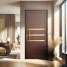 Porta de Aluminio Lambril 210x80cm Frisada com Puxador Super Abertura Direita