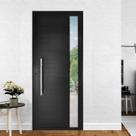 Porta de Alumínio Lambril 210x80cm Visor e Puxador Hale Esquadrias Abertura Direita