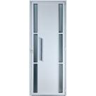 Porta De Alumínio Lambril Com Visor Duplo Com Puxador 2,10 X 0,80 Esquerda Linha All Soft Cor Branco