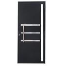 Porta de Alumínio Lambril Preto com Puxador, Friso e Vidro Linha 25 - DC Porta de Alumínio Lambril Preto com Puxador, Friso e Vidro Linha 25 - DC