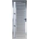 Porta De Alumínio Palheta Com Visor 2,10 X 0,70 Esquerda Linha All Soft Cor Brilhante