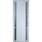 Porta De Alumínio Palheta Com Visor Duplo 2,10 X 0,70 Direita Linha All Soft Cor Branco