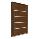 Porta de Alumínio Pivotante Amadeirada com Friso 225cm X 130cm Lucasa Eccellente Abertura Direita