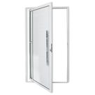 Porta de Alumínio Pivotante Lambril 210x100cm com Puxador Visione Super Brimak Abertura Direita Branco