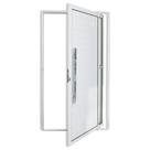 Porta de Alumínio Pivotante Lambril 210x100cm com Puxador Visione Super Brimak Abertura Esquerda
