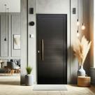 Porta de Aluminio Pivotante Lambril 210x120cm com Puxador Super Brimak Abertura Esquerda
